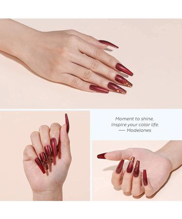 Modelones Fall Burgundy Dark Red Gel Nail Polish - 15ML Soak Off LED Color - Buy Online on SooperMarket.com