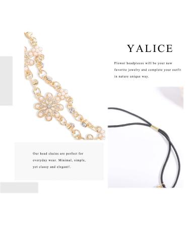 Yalice Indian Flower Head Chain Jewelry - Gold Crystal Headband for Women and Girls - Buy Online on SooperMarket.com