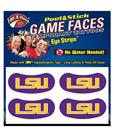 Fan-A-Peel LSU Waterless Temporary Tattoos - Hypoallergenic Peel and Stick Waterproof Temporary Tattoos Eye Strips
