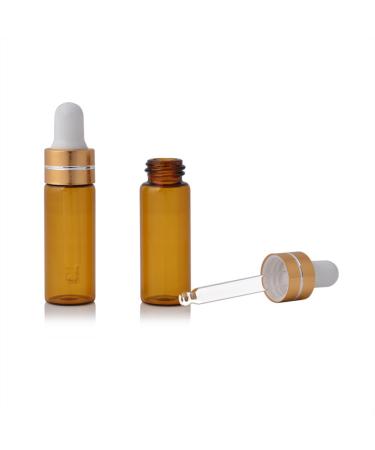 Enslz 15 Mini Amber Glass Bottles (5ml) - Refillable Essential Oil Perfume & Cosmetics Storage with Golden Screw Caps - Perfect for Samples & Travel - Buy Online on SooperMarket.com