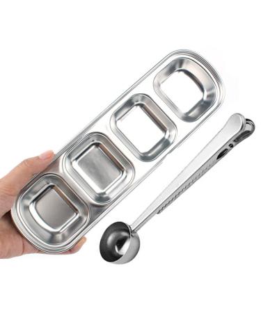 HanryDong Small Animal Stainless Steel Bowl 4 in 1 Hamster Feeder for Water and Food Cage Pet Small Dish for Rabbit/Guinea Pig/Hedgehog/Mice/Chinchilla/Kitten (4 in 1 bowl)