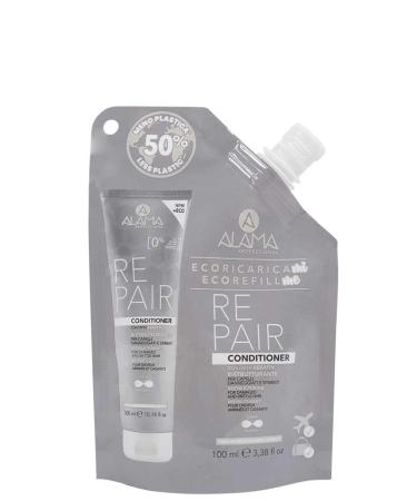 Alama Professional Eco-Refill Repair Conditioner restoration balm with keratin for damaged and stressed hair toning and restoration 90% natural ingredients 100 ml 100 ml (1 Pack)