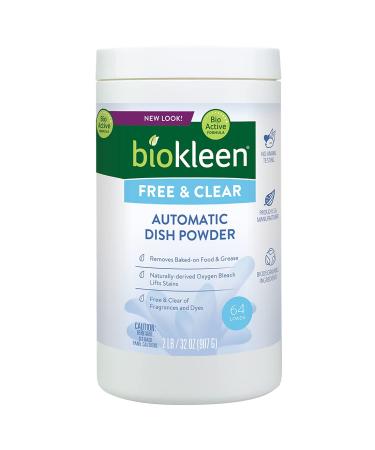 Biokleen Free & Clear Dishwashing Detergent- 64 Loads - Powder, Concentrated, Phosphate & Chlorine Free, Eco-Friendly, Non-Toxic, No Artificial Fragrance, Colors or Preservatives