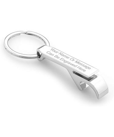 Personalised Chrome Bottle Opener Keyring - Custom Engraved for Your Drink Needs - Buy Online on SooperMarket.com