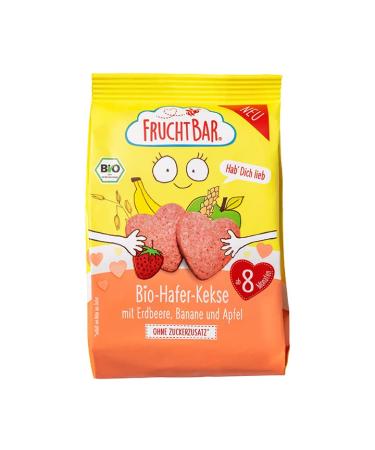 FruchtBar organic oat biscuits with strawberry banana and apple pack of 8 sugar-free children's snacks for babies from 8 months & children 8x100g
