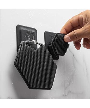 Tooletries Ultimate Scrubber Set - 2x Scrubbers & Holders - Silicone Organizer for Shower & Bathroom - Silicone-Grip Technology - Charcoal - Buy Online on SooperMarket.com