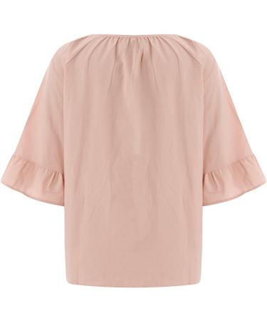 Cute Ruffle Sleeve Babydoll Top for Women - Casual Summer Tunic in Pink - Buy Online on SooperMarket.com