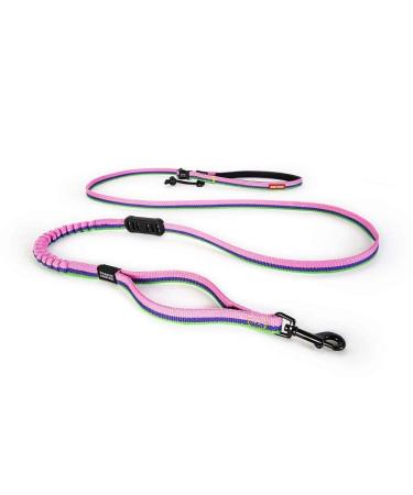 Ezydog jogging dog leash for small and medium -sized dogs - jogging leash runner lite 210cm - leash for jogging with dog reflective elastic with bungee jerk dampers (12mm bubblegum) 1.2 x 210cm bubble gum
