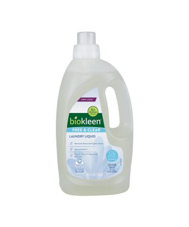 Biokleen Laundry Detergent Liquid Concentrated Eco-Friendly Non-Toxic Plant-Based No Artificial Fragrance Free & Clear Unscented 64 Ounces - 128 HE Loads/64 Standard Loads