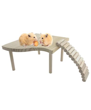 Vehomy 2PCS Hamster Stand Platform Toys Small Pet Wooden Platform with Pillars Rodent Ladder Bridge Rat Climbing Chew Toy Cage Accessories for Hamster Squirrel Gerbil Chinchilla Parrot and Bird