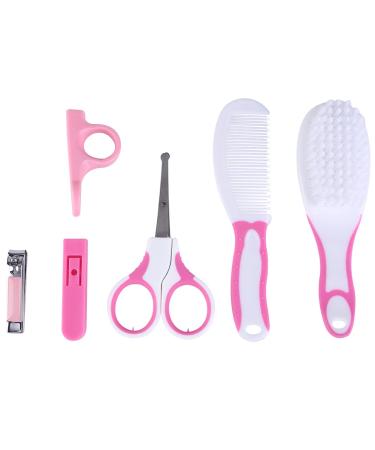 Qiilu Durable AntiScratch Baby Nail Kit  Colorful Baby Grooming Kit  for Baby Care New Parents Gifts Keeping(Pink)