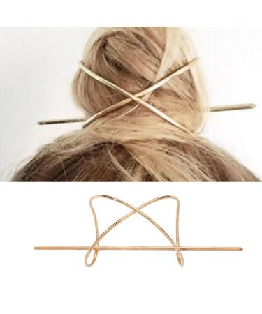 Prosy Vintage Irregularly Curved Metal Hair Clips for Bun Non Slip Hair Accessories Daily Party Gift for Women and Girls (Gold)