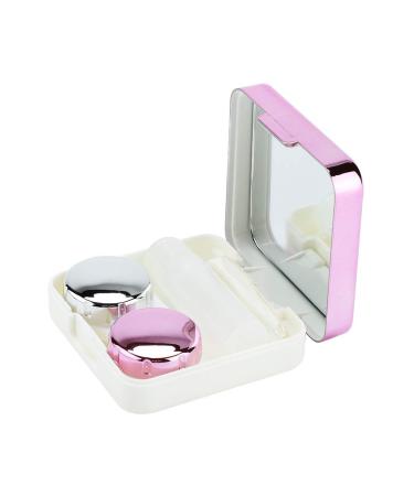 Linsenbox reflective contact lens etui set cute contact ethali lens box contacts environmentally friendly party for home use (rose red)