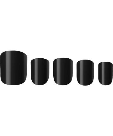 W7 Glamorous Nails - Salon Professional False Nails At Home - Glue Adhesive Included - Square Oval Shape - Jet Black - Buy Online on SooperMarket.com