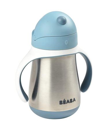 B aba 2-in-1 Baby Bottle & Children's Cup with Straw - 250ml Blue - Easy Open Removable Handles Durable Tritan & Silicone - International Shipping Available - Buy Online on SooperMarket.com
