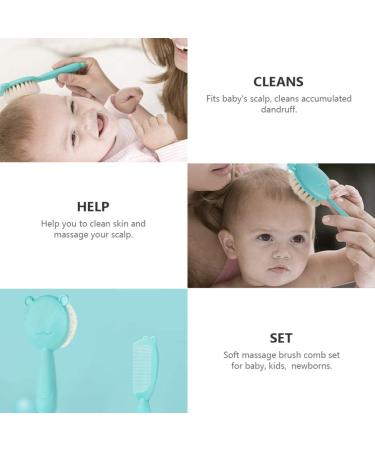 TOYANDONA 1 Set Baby Hair Brush and Comb Set for Newborns and Toddlers Baby Massage and Scalp Brush Ideal for Baby Cradle Cap Baby Shower Registry Gift Blue - Buy Online on SooperMarket.com