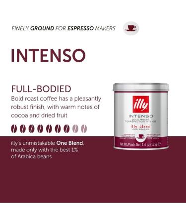 Illy Coffee Intenso Dark Roast Ground Coffee 125g - 100% Arabica Blend - Buy Online on SooperMarket.com