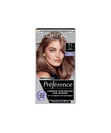 L Or al Paris Luminous Colour Permanent Hair Dye 7.1 Iceland Ash Blonde Up to 6 Weeks of Anti-Brassiness Permanent Hair Dye Long-lasting Hair Colour All Hair Types Preference 1 Application 7.1 ASH BLONDE