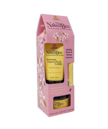 The Naked Bee Vanilla Rose & Honey Gift Collection. Body Butter Body Lotion & Lip Balm Gift Set. Moisturising Body Care & Body Skin Care Collection. Moisturising Body Skincare Womens Gift Sets.