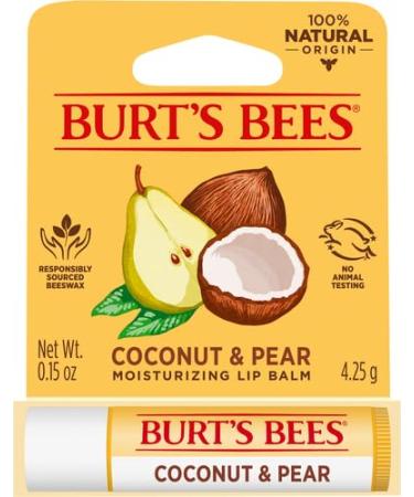 Burt's Bees 100% Natural Coconut & Pear Lip Balm - Moisturizing Beeswax Formula | Best for Soft Lips - 1 Tube - Buy Online on SooperMarket.com