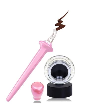 Aaiffey Eyeliner Applicator Tool Silicone Eyeliner Guide with Eyeliner Cream Reusable Eye Liner Tool Easy No-Skip Eyeliner Waterproof Quick Dry (Pink eyeliner tool +Black eyeliner creams)