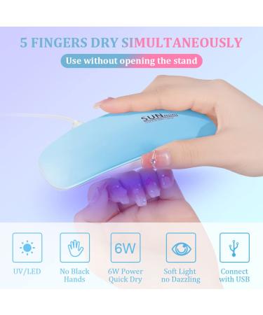Uraqt Mini UV Nail Lamp - Portable LED Nail Dryer with Timer & Nail Tools for Gel Nails - USB Powered (Blue) - Buy Online on SooperMarket.com