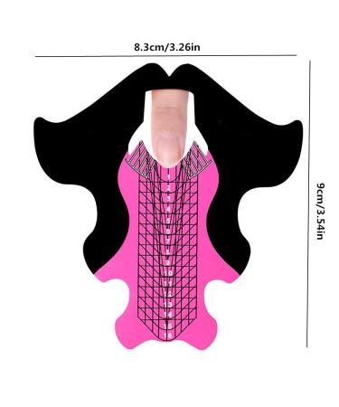 100pcs Long French DIY Nail Extension Paper Sticker | Fish Pattern Pink UV Gel Form Guide Stickers - Buy Online on SooperMarket.com