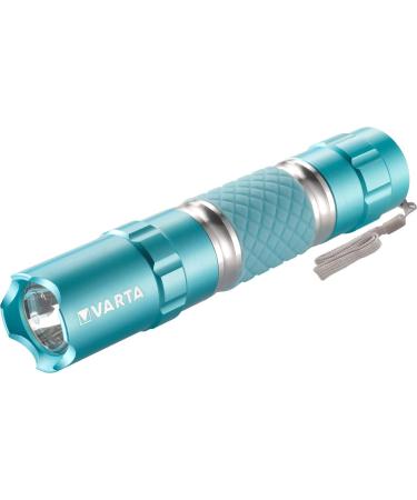 Varta flashlight LED incl. 1x aa battery lipstick light light lamp lamp pocket lamp with hand loop aluminum housing and rubber grist easy to find - lights up in the dark turquoise lipstick light blue