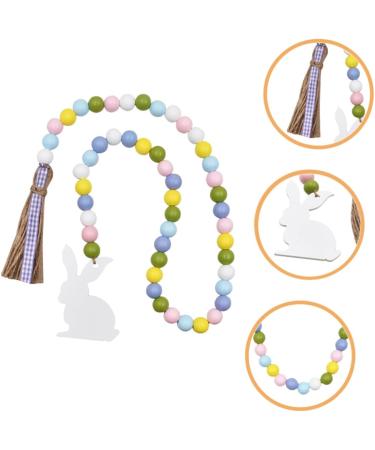 LIFKICH Fringe Decor Ornament Beaded Garland with Tassel Easter Farmhouse Bead Garland Hanging Door Bead Garland Tassel Garland Bead Easter Beaded Garland Wood Rabbit Rope - Buy Online on SooperMarket.com