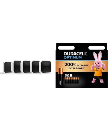 BlinkIndoor|Wireless HDsecuritycamerawithtwo-yearbatterylife motiondetection two-wayaudio Alexaenabled BlinkSubscriptionPlanFreeTrial|4-CameraSystem + Duracell Optimum AA Batteries (8 pack) - Alkaline