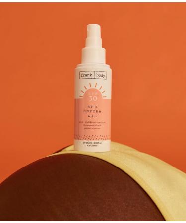 Frank Body SPF30 The Better Oil | Vegan & Cruelty-Free Nourishing Body Oil with Gold Shimmer | Jojoba & Almond Oil for Natural Glow (3.38 fl oz - Buy Online on SooperMarket.com