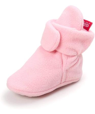 TMEOG Baby Booties Slippers Infant Boots Newborn First Walking Shoes Baby Winter Sock Crib Shoes for Boys Girls 0-18Months 12-18 Months A Pink