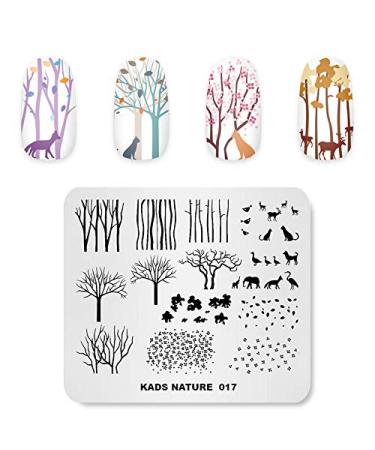 Nail Art Stamping Plate Stamp Model Image Nature Branch Forest Woodland Animals Model Nail Art Stamper Nail Polish DIY Tool NA017