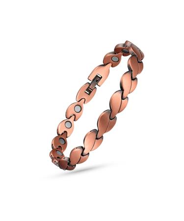 EnerCoppeX Copper Ankle Bracelet for Women Magnetic Pure Solid 99.99% Copper Lymph Detox Anklet 3500 Gauss Effective Magnet (CAC-0095Q)