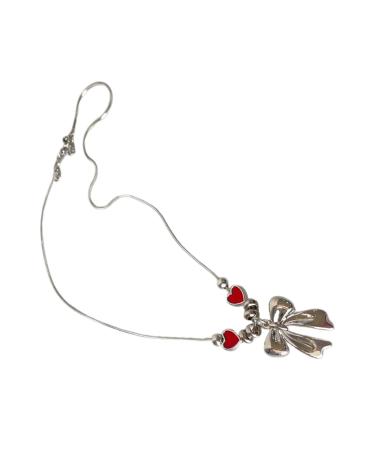 Oralgo's heart-butterfly necklace loop pendant adjustable chain choker handmade collarbone chain gifts for women