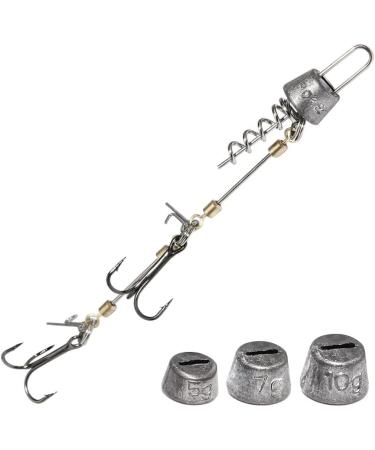 3-Piece Stinger Hook Set with Leader System | Sizes S M L for Bait 10-18cm | 5 Interchangeable Weights | Jigkopf Drilling for Rubber Fish | Shallow Rig & Hecht K der - Buy Online on SooperMarket.com