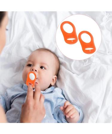 Silicone Dummy Clips Adapter - 2 Pcs Button Ring Pacifier Clip Adapter - Orange - Buy Online on SooperMarket.com