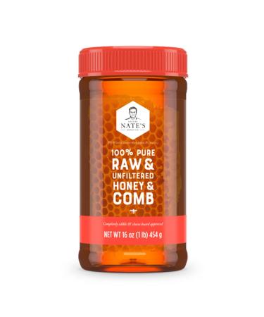 Nature Nate's 100% Pure Raw & Unfiltered Honey and Comb 16oz