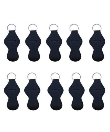 10Pcs Black Neoprene Lipstick Holder Keychain Keyring Travel Lip Balm Holder Keychain Pendant for Men and Women