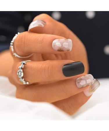 Sethexy Square Black False Nails - 24 Medium Acrylic Nail Tips for Women & Girls | Banish White Fingernails - Buy Online on SooperMarket.com