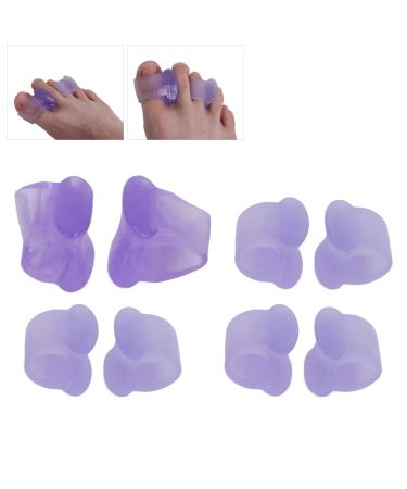 4 Pairs Toe Separator Silicone Toe Separators Bunion Hallux Valgus Corrector Straightener To Straighten Overlapping Toes Hallux Valgus Relief Corrector pad for Overlapping Toes Purple