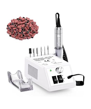 Weiyi nail miller electrical nail miller set manicure electrical nail file nail grinder Feeing professional nail design nail care device low vibration with 6 drilling 106 grinding sleeve 4. white- 20 000 rpm