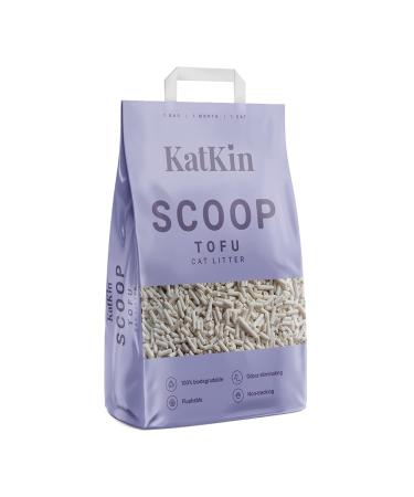 KatKin Scoop Tofu Litter (1 x 2.4kg/6L bag): Planet-Saving Plant-Based 100% Biodegradable Non-Tracking Clumping Cat Litter Made With Non-Toxic Eco-Friendly Tofu For Kitten and Cat Litter 1 Bag (1x2.4kg)