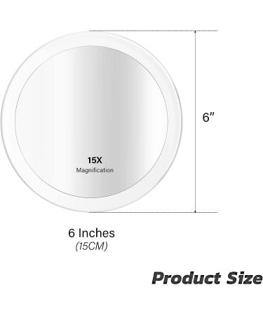 6-Inch Snowflakes Travel Magnifying Mirror with 15x Magnification and Suction Cups for Easy Makeup Application and Precision Grooming - Buy Online on SooperMarket.com