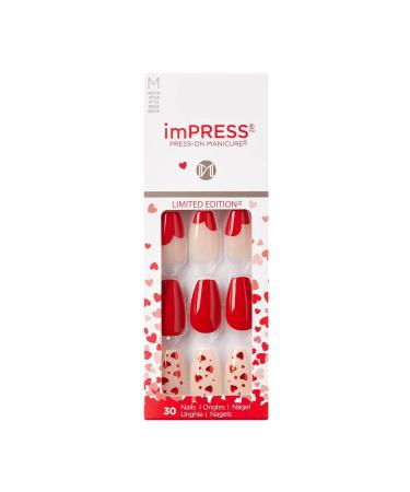 Kiss Impress Kiss imPRESS Always and Forever Press on Nails Valentine's Day  Chrome Red  33 Piece Set