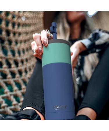 Asobu Sippy Double Wall Stainless Steel Tumbler 20oz with Silicone Straw - Pastel Blue - Buy Online on SooperMarket.com