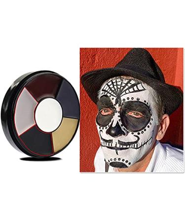 Clown White Black Face Body Makeup 6 Colors Wheel for Special Effects | Halloween Zombie Makeup Kit with Sponge | Non Toxic Professional Palettes - Buy Online on SooperMarket.com