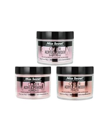 Mia Secret COVER (Baby Pink/Almond/Peach) 2oz3pc - mia secret cover acrylic powder Great for acrylic nail art leaves you with long-lasting salon-quality nails