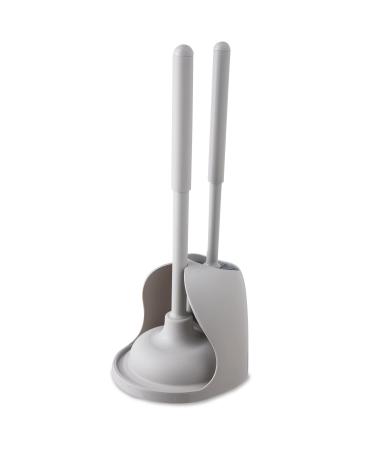 Yocada Toilet Plunger and Brush Set 2 in 1 Toilet Bowl Brush and Plunger Combo with Holder for Bathroom Cleaning Tool (Grey 1 Set) Grey One