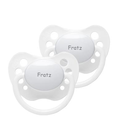 Name pacifier - NIP pacifier with name - silicone size 2 - white - set of 2